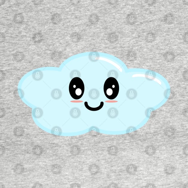 Kawaii Cute Cloud Character - Light Blue by Kelly Gigi